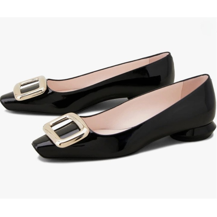 Cuanbeily Square Buckle Low Heels