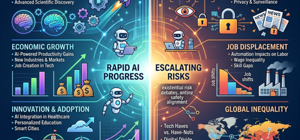 Infographic showing advancements, risks, and recommendations in AI from the 2026 Stanford AI Index