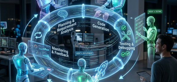 Robots performing software development tasks in a continuous integration and deployment cycle