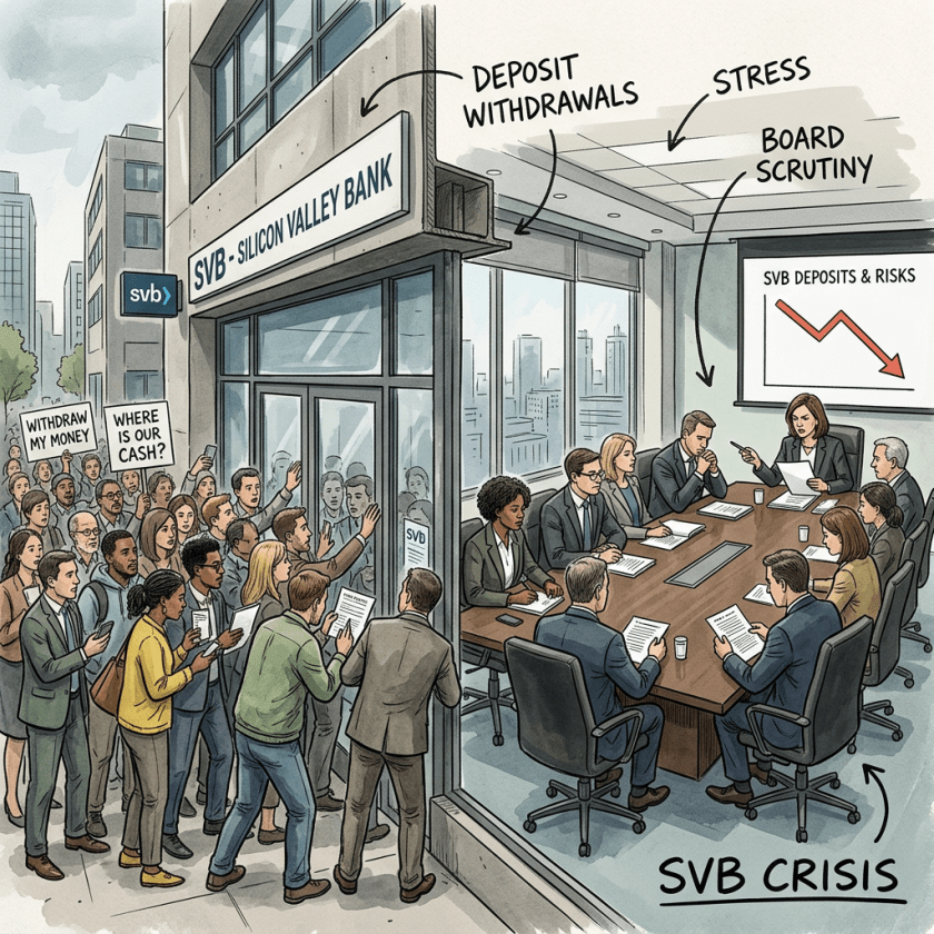 Crowd outside Silicon Valley Bank demanding money as board discusses deposits and risks inside