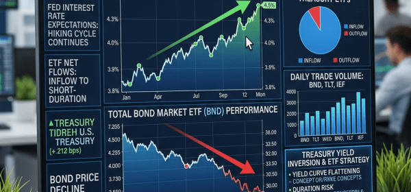 Financial dashboard displaying rising 10-year U.S. Treasury yields and declining bond ETF performance