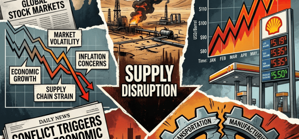 Middle East conflict causing oil supply disruption, rising crude oil prices, and global economic uncertainty