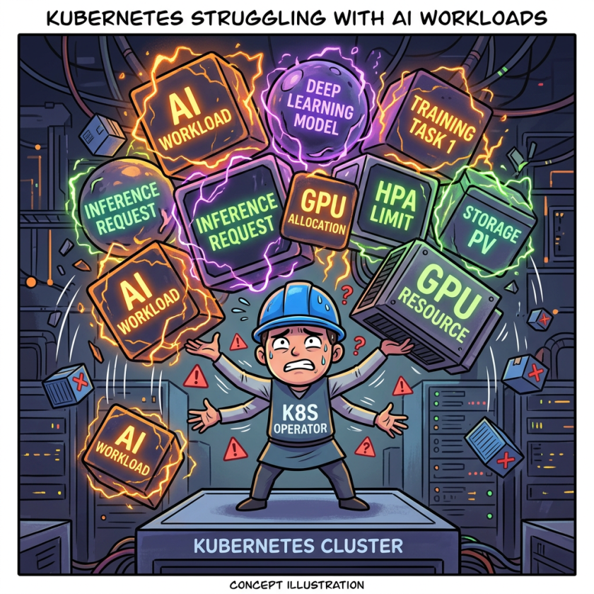 Kubernetes operator struggling to manage various AI workload elements including GPU resources and inference requests