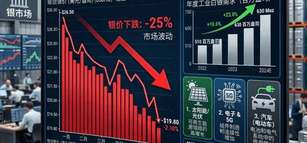 Infographic of silver price drop and increasing industrial demand over six months