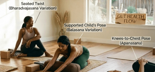 Add pose name labels to each yoga pose