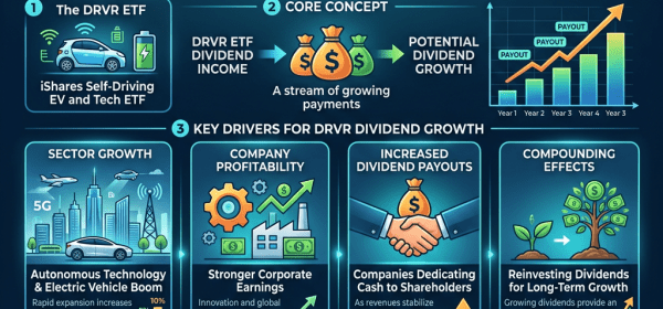 Infographic outlining DRVR ETF dividend growth concept and key drivers