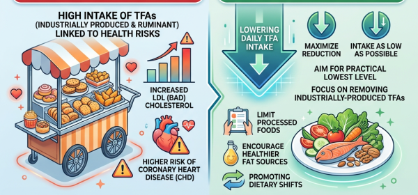 Infographic on EFSA recommendations for lowering trans fatty acids intake and related health impacts