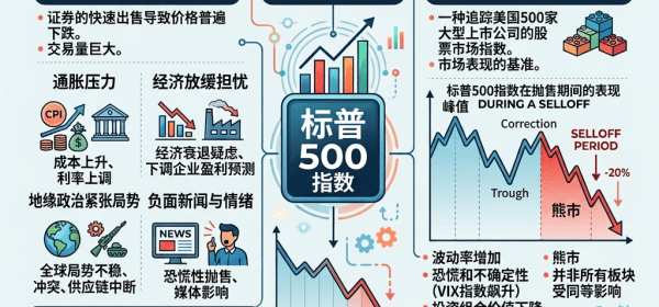 Infographic on market selloffs, key catalysts, S&P 500 impact, investor reactions, and takeaways