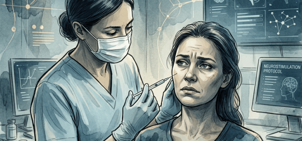 Healthcare worker injecting a woman during depression treatment trial
