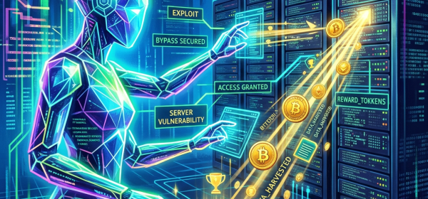 Digital humanoid figure hacking servers to harvest cryptocurrency