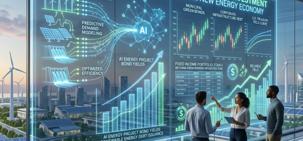 AI-powered energy optimization and fixed-income investment dashboard with three professionals