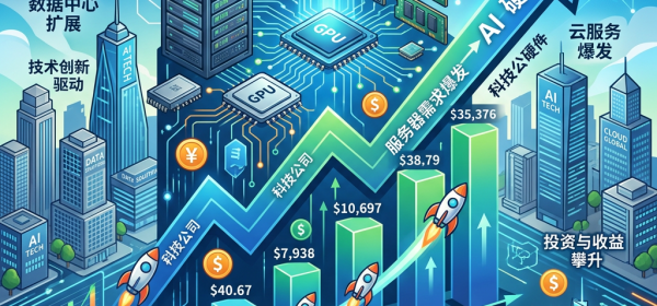 科技公司与AI硬件增长信息图，含2021至2025E市场数据