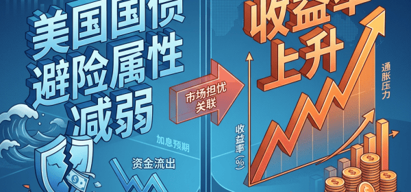 图示文字：美国国债避险属性减弱；收益率上升；通胀压力；资金流出