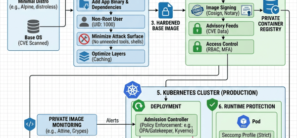 Kubernetes image security workflow from base selection through runtime protection
