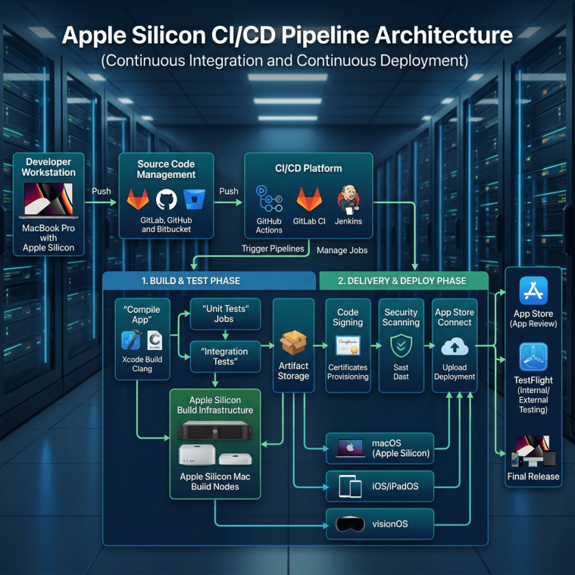 Apple Silicon CI/CD pipeline from developer workstation to App Store release