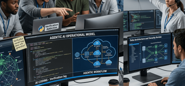 Engineers review critical GitHub incident, agentic AI workflow, and security architecture displays