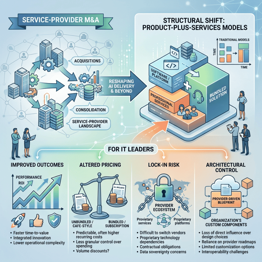 Enterprise technology sourcing and service-provider M&A