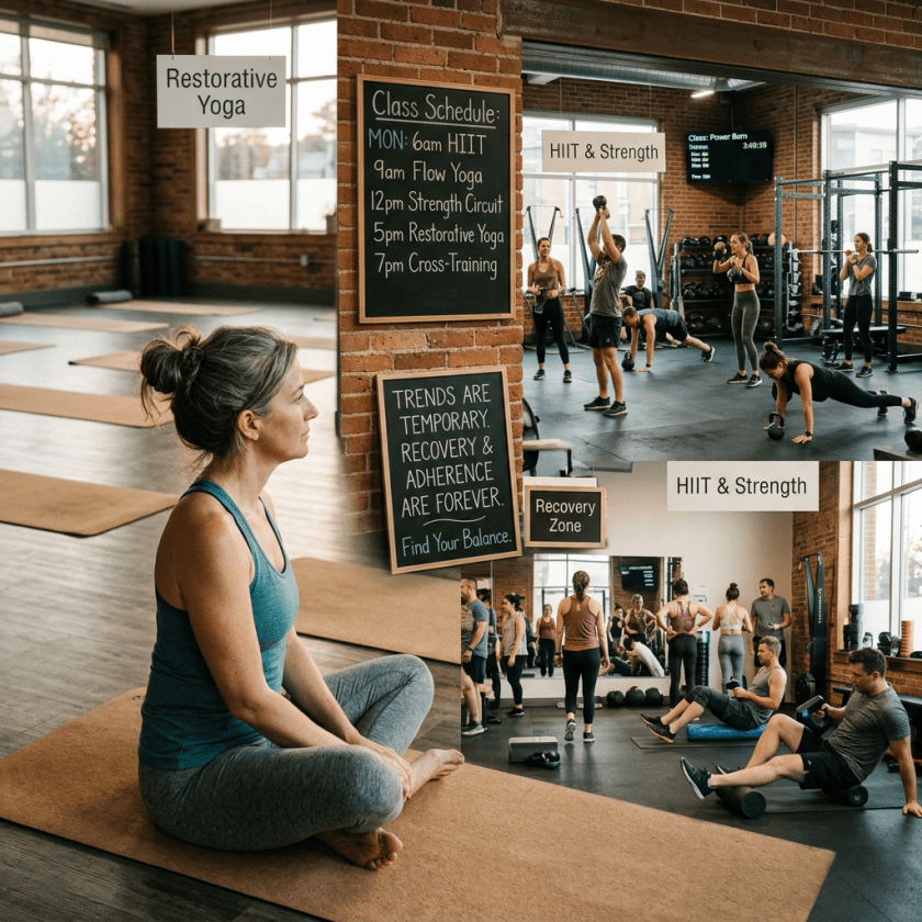 Yoga alongside strength, recovery, and lasting fitness